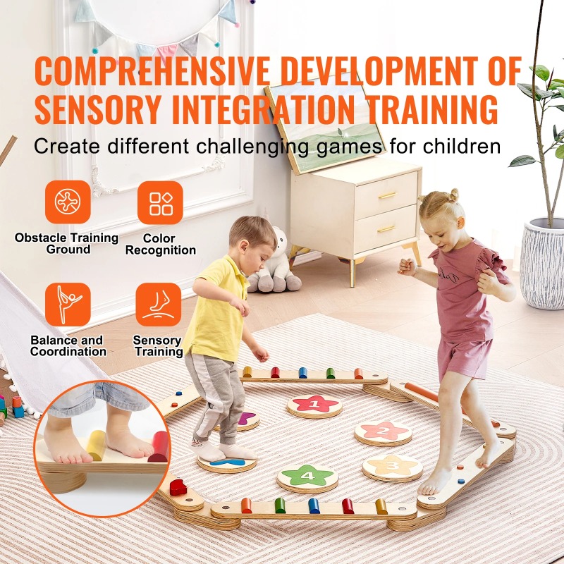 6 Piezas de Balancín de Madera - Kids Outdoor Balance Beam reseña y precio