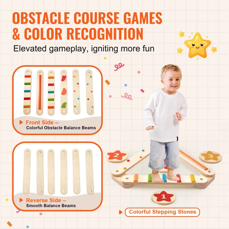 6 Piezas de Balancín de Madera - Kids Outdoor Balance Beam reseña y precio
