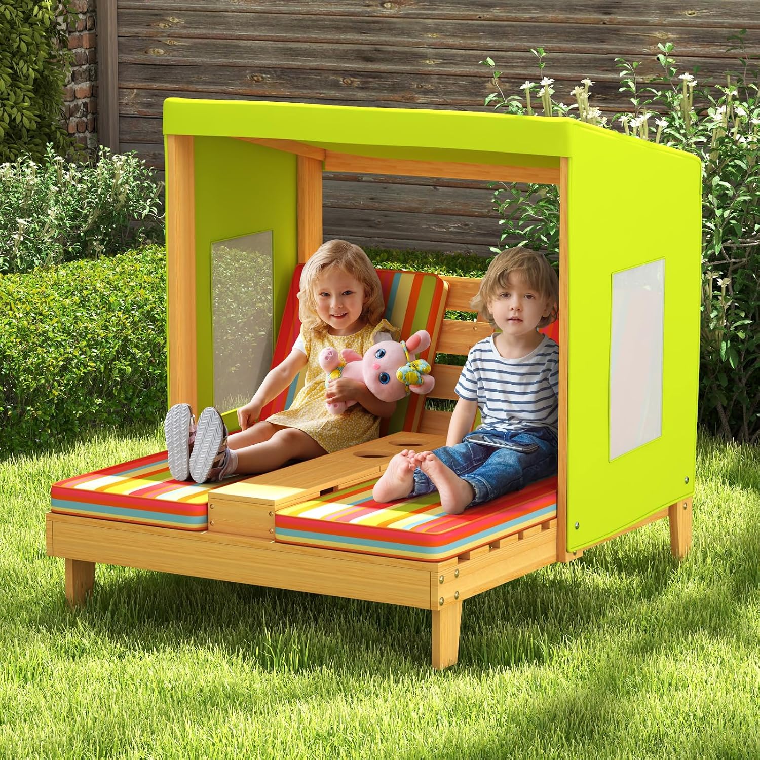 Sillón Doble de Madera para Ni - Kids Outdoor Lounge Furniture reseña y precio